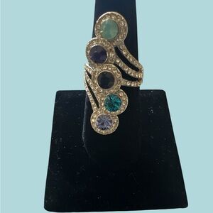 Multi-Stone Silver Tone Ring